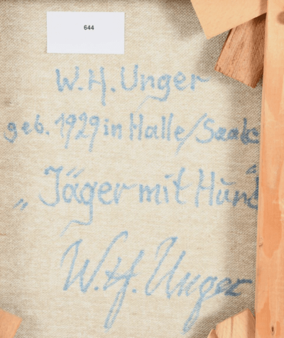 Jagd-Szene “Jäger mit Hund”, Gemälde von Wolfgang Heinz Unger