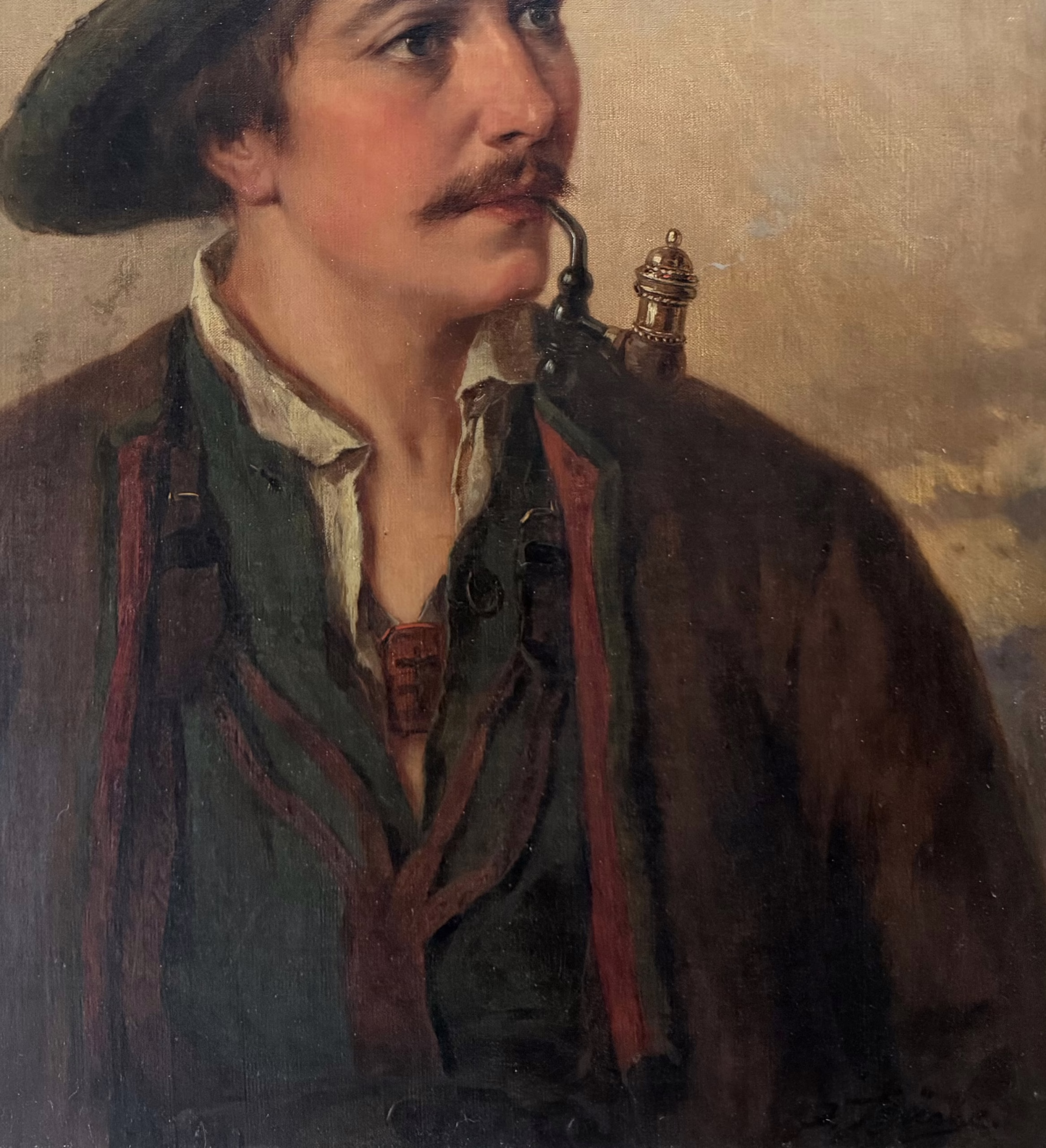 Porträt eines Mannes mit Pfeife, 19.Jhd | Gemälde von Josef BÜCHE – Bild 7