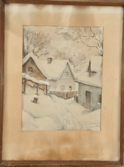 Winter in Leitershofen, 1942 | Aquarell von Toni BACH