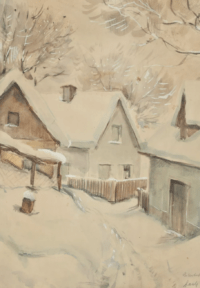 Winter in Leitershofen, 1942 | Aquarell von Toni BACH