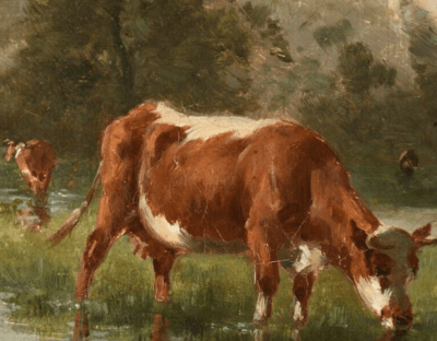 Tiere am Fluss, München 1886 | Gemälde von Wilhelm Frey