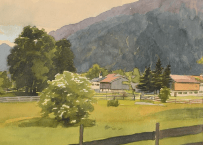 Schwäbische Landschaft | Aquarell von Karl Fuchs