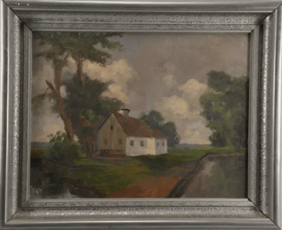 Landschaft mit Haus um 1920 | Gemälde von Viktor SCHIVERT, Nachlass - imagine 3