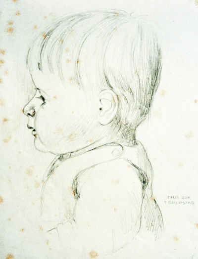 Maria, 1 Jahr alt, 1937 | Silberstiftzeichnung von Walther Matzdorff | Erzgebirge