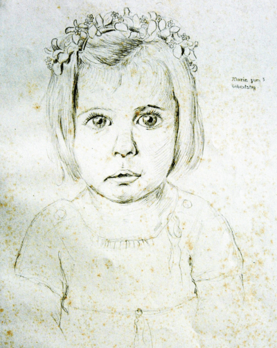 Maria, 3 Jahre alt, 1939 | Silberstiftzeichnung von Walther Matzdorff | Erzgebirge