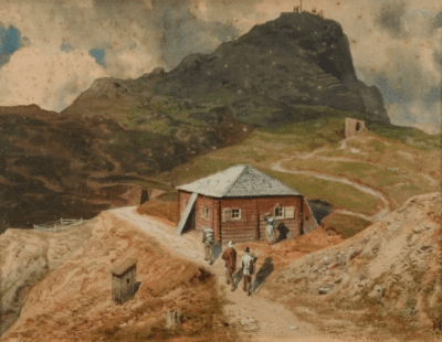 Der Schafberg (Österreich) mit Wanderern | Aquarell von Anton Paul Heilmann