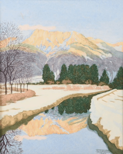 Winterlandschaft mit Bach, 1937 | Aquarell von Bernhard Ihlemann
