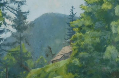 Berglandschaft, 1947 | Gouache Gemälde von Josef Quittan - obrazek 4