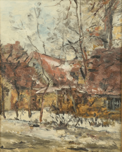 Dorfstraße im Winter, Sachsenwald | Gemälde von Philipp Karl Seitz