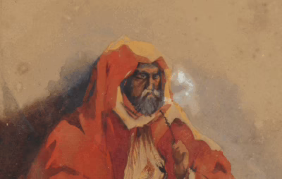 Gouache Gemälde Orientale rauchend, 19Jhd – Bild 6