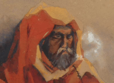 Gouache Gemälde Orientale rauchend, 19Jhd – Bild 10