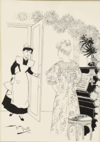 Am Klavier, 1903 | Tuschfeder-Zeichnung von Max Mandl, Meggendorfer-Blätter München