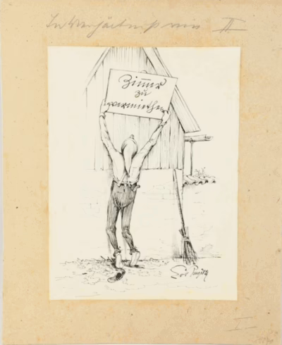 Zimmer zu vermieten | Signierte Federzeichnung für die Meggendorfer Blätter München um 1900 - Image 2