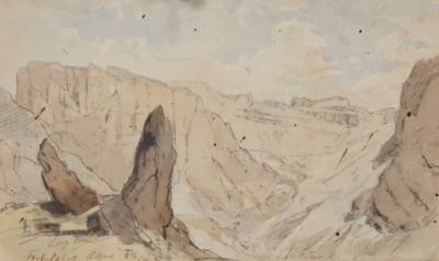 Landschaftszeichnung. Aquarelliert, beidseitig.