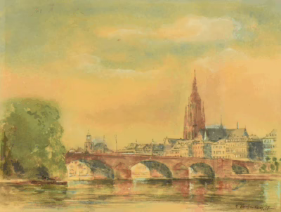 Ansicht Frankfurt am Main | Aquarell von Karl Dörrbecker