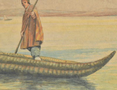 Männer auf Segelboot | Aquarell von E. Hailer - Image 6
