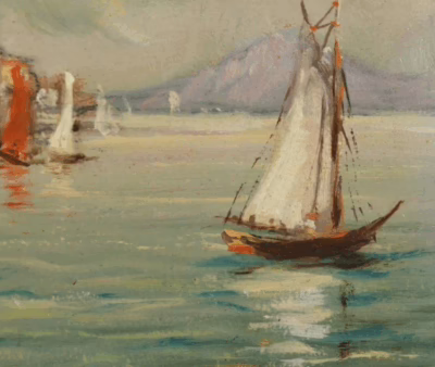 Hafenansicht mit Segelschiffen | Gemälde von Wilhelm Willy LINK - Image 6