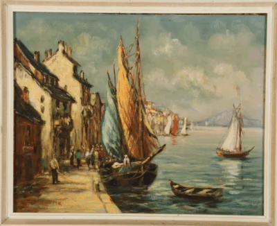 Hafenansicht mit Segelschiffen | Gemälde von Wilhelm Willy LINK - Image 12
