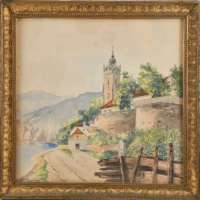 Dürnstein in der Wachau | Aquarell | Undeutlich signiert | Max Welz