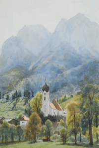 Grainau mit Waxenstein, 1934 | Aquarell/Gemälde von Hans Graner