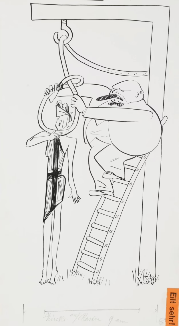 Churchill hängt GB | Federzeichnung von Max Bauer | Fliegende Blätter, München