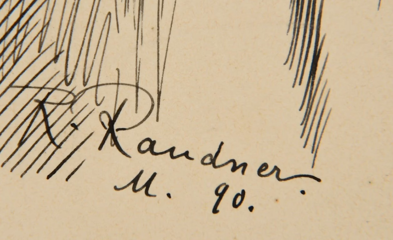 Sitzende Dame, 1890 | Tuschezeichnung | Gemälde von Robert Raudner - Image 9
