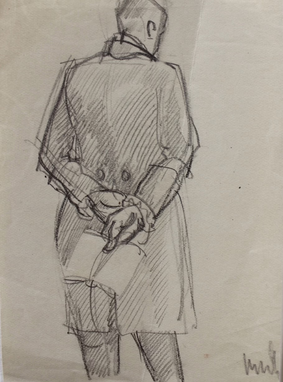 Rückenansicht eines Mannes | Zeichnung/Studie | Gemälde von R. Fugger