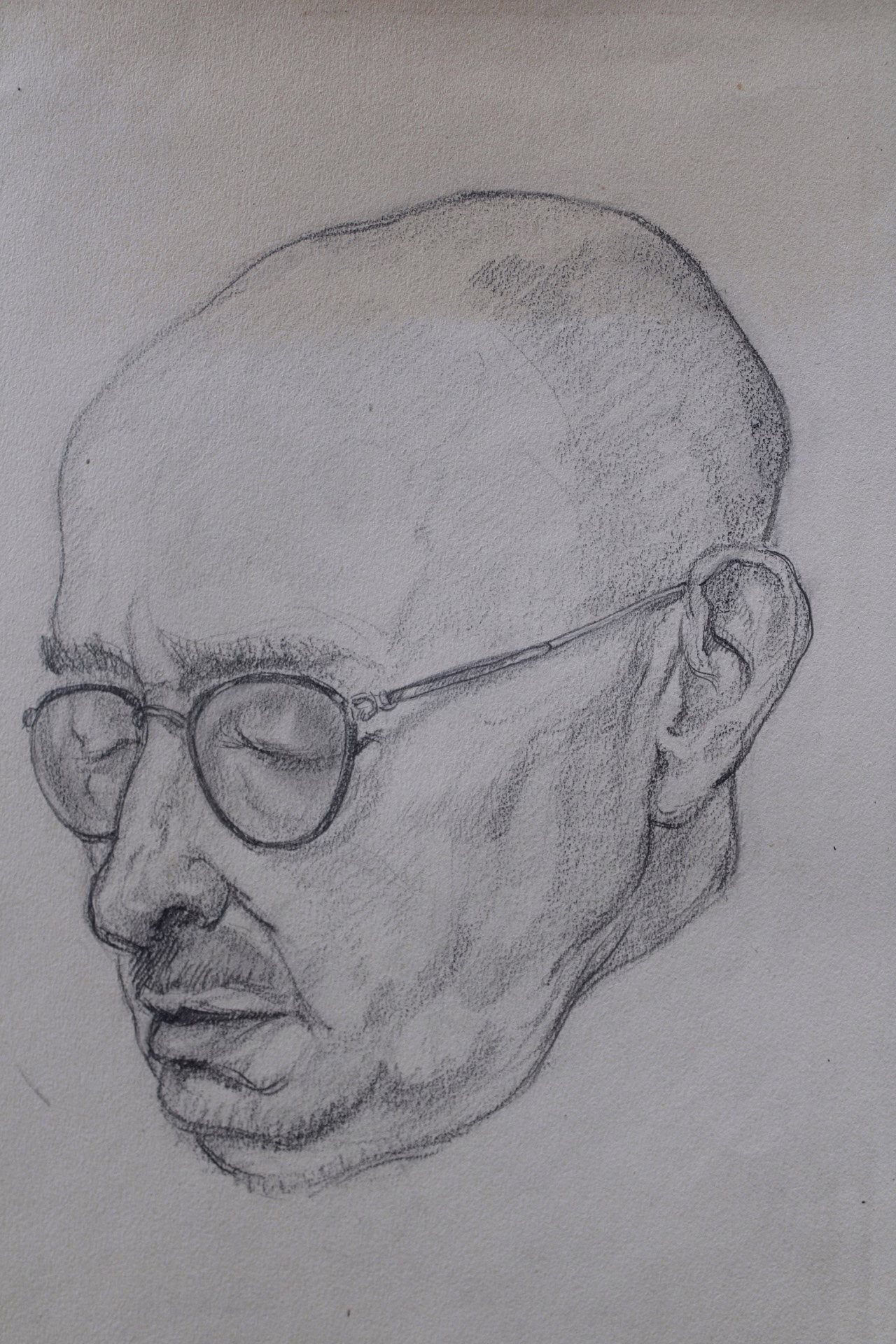 Herrenkopf mit Brille | Zeichnung/Studie | Gemälde von R. Fugger