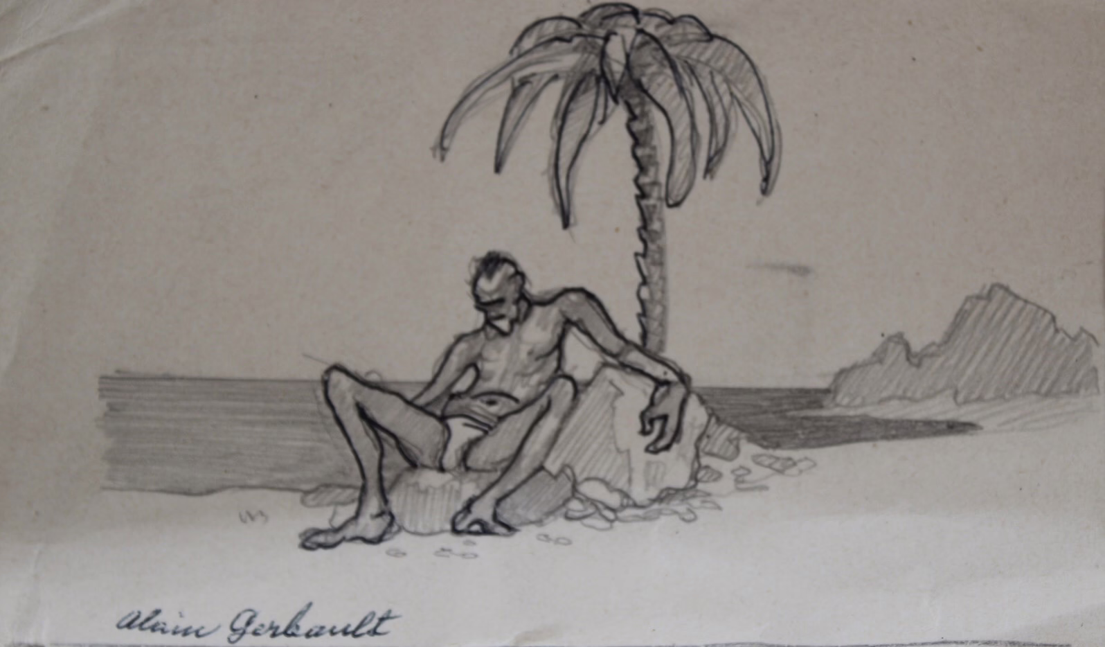 Alleine gestrandet | Zeichnung/Studie | Gemälde von R. Fugger