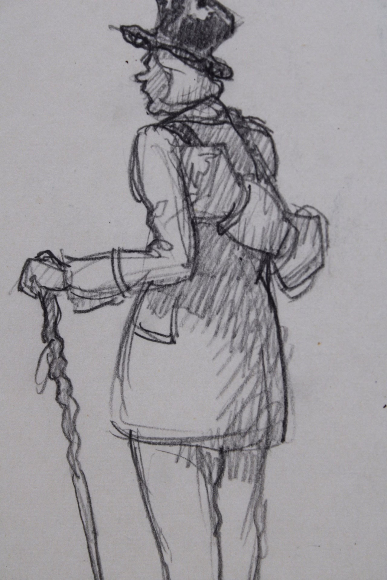 Mann mit Hut und Stock | Zeichnung/Studie | Gemälde von R. Fugger