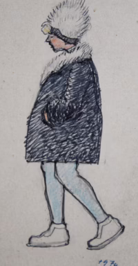 Frau in Pelz, 1970 | Zeichnung/Studie | Gemälde von R. Fugger