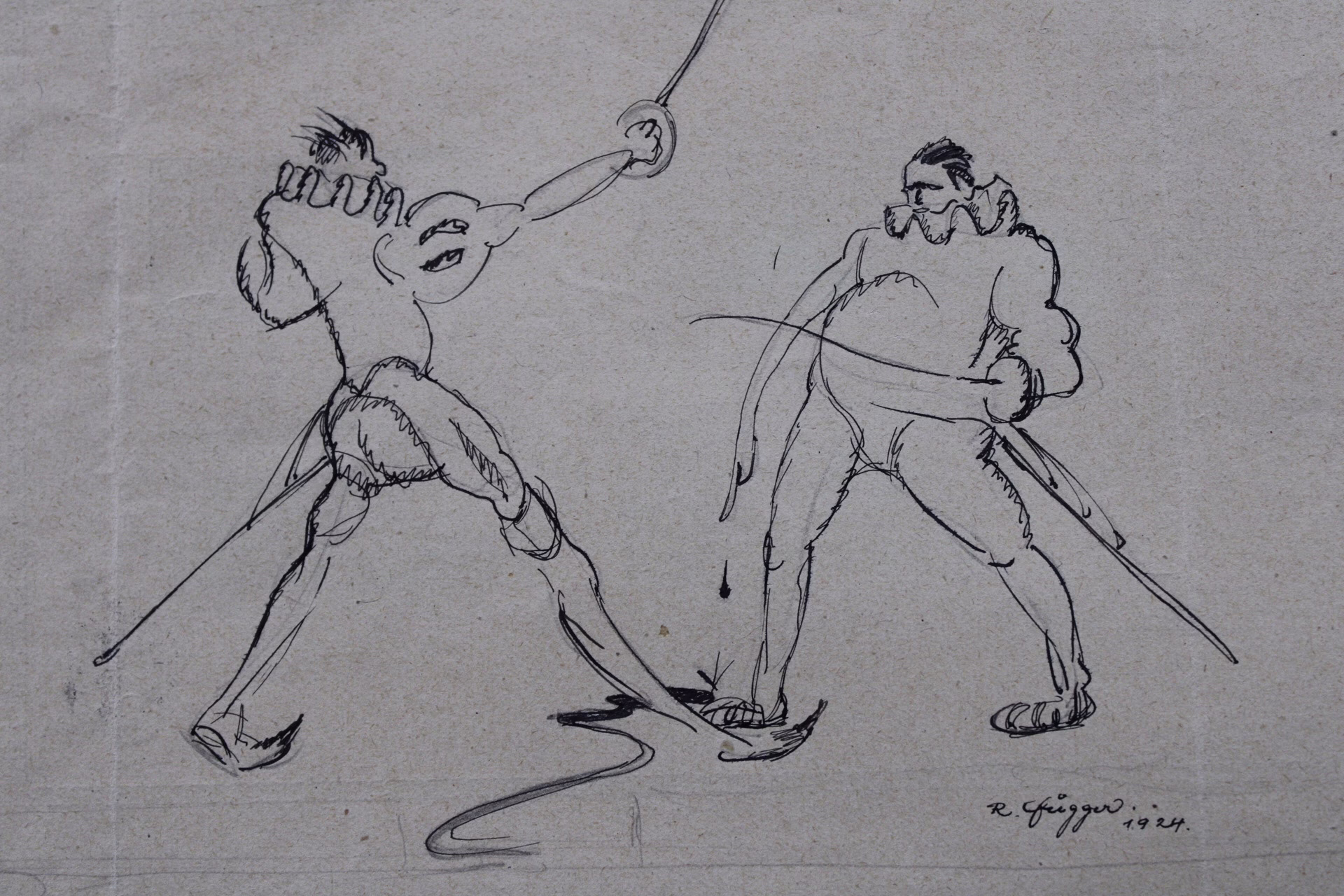 Fechtkampf | Zeichnung/Studie | Gemälde von R. Fugger