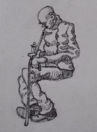 Rauchender | Zeichnung | Gemälde von R. Fugger