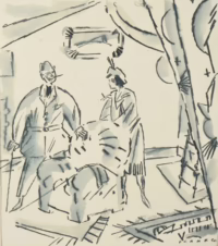 Interior, 1920 | Lavierte Zeichnung von Hugo Frank, Meggendorfer Blätter München