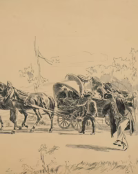 Karren, 1928 | Tuschezeichnung von Josef J. Loukota | Meggendorfer Blätter
