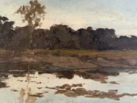 Landschaft bei Dämmerung | Gemälde von Theodor Her (attr.) [AST]