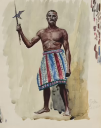 Afrikanischer Krieger, 1925 | Gemälde von H. Hofer