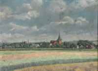 Landschaft mit Dorfansicht | Gemälde Heinz Esser