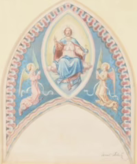 Christus Pantokrator mit Engeln | Aquarell von Karl Jobst