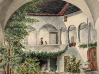 Innenhof | Kleines Gemälde von J. Leitenberger [2]