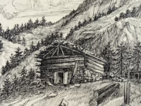 Waldhütte | Kleines Gemälde von J. Leitenberger [8]