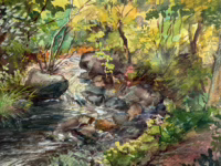 Ansicht Bach, 1946 | Zeichnung/Aquarell von Theodor Waldraff