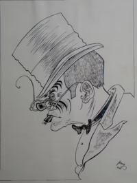 Mann mit Hut | Karikatur von Peter Anton Gekle | + Lichtbilder