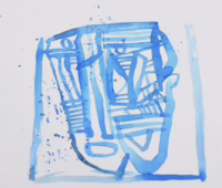 Blaues Gesicht | Mischtechnik von Karl Seiter