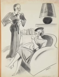 Damen, 1936 | Federzeichnung von Max Bauer | Fliegende Blätter