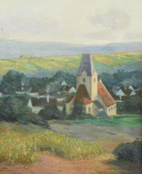 Dorf in Landschaft, 1922 | Gemälde von Kurt (Curt) Sauer