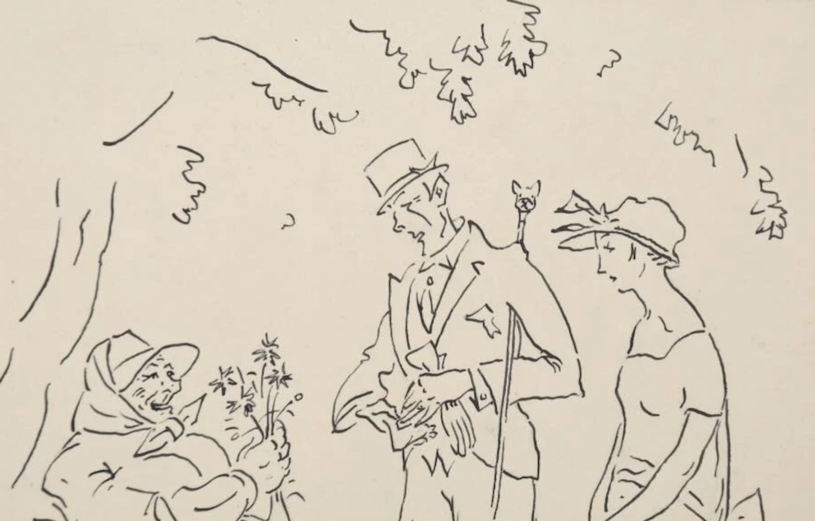 Blumenverkäuferin | Tuschezeichnung von Martin Claus | Karikatur - 画像 (4)