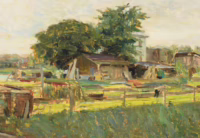 Landschaft mit Hof München | Gemälde von Otto Tauschek