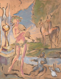 Mensch mit Tieren, 1918 | Mischtechnik von Franz Naager