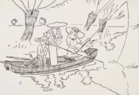 Angelausflug | Federzeichnung von Richard Seewald | Meggendorfer Blätter